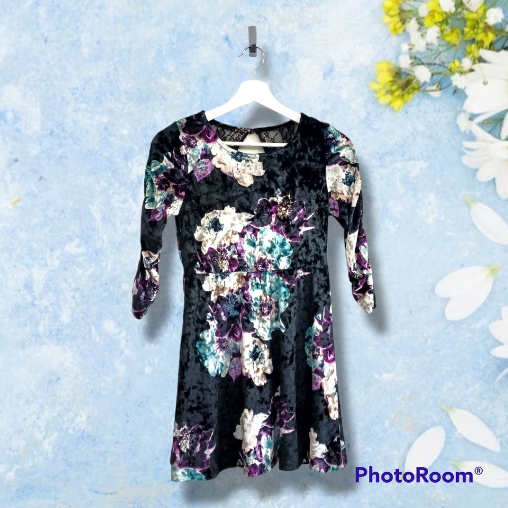 Black dress with flowers size 12 Sequin hearts